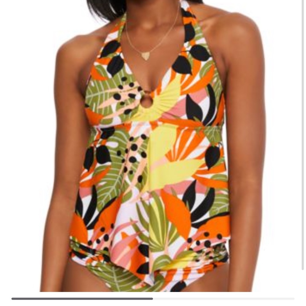 Bar III Tropical Print Tankini Top